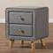 Baxton Studio Jonesy Mid-Century Grey Upholstered 2-Drawer Nightstand 135-7288 - alternate 2